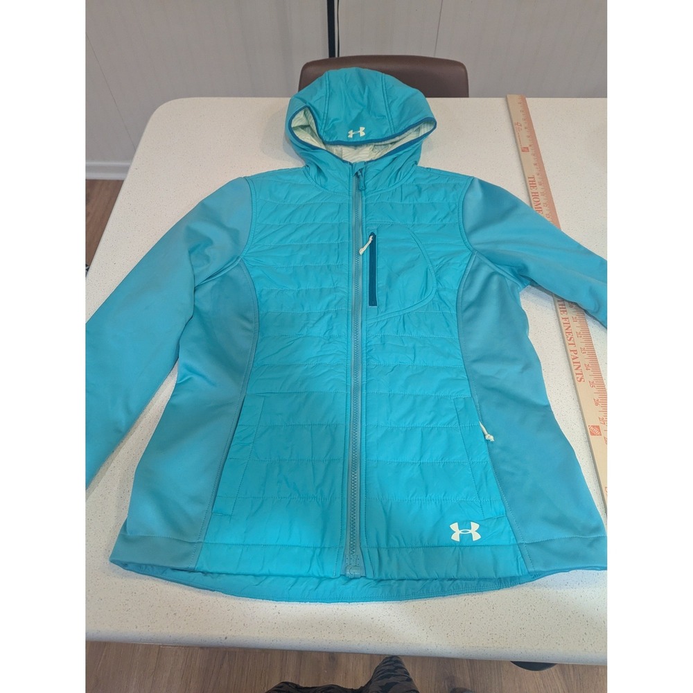 Under Armour ColdGear Infrared Jacket Womens Med Blue Teal Primaloft Gorpcore